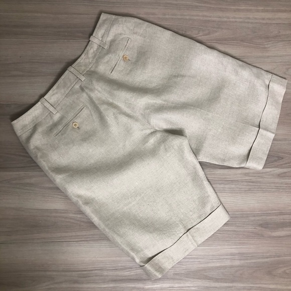 Brooks Brothers tan linen Bermuda shorts - Picture 3 of 8